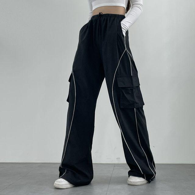 (로우라이즈가능) 허리스트링 원라인 카고 아노락,조거팬츠_피치콩