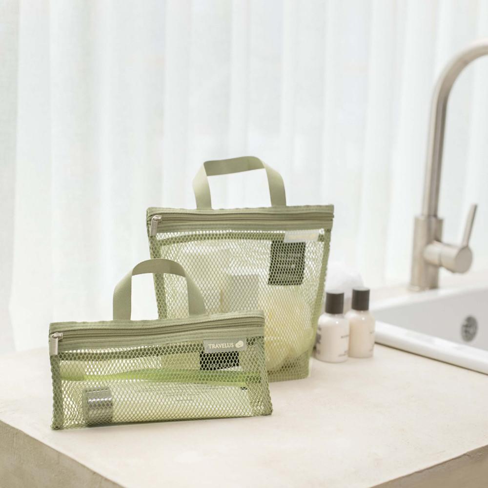 메쉬 파우치 목욕 가방 슬림 미디움 화장품 여행 보조 물빠짐 수납용품 트래블러스 v5