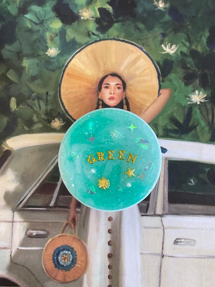 (자체제작) 심플 모던 진주 조개 그린 플랫 그립톡