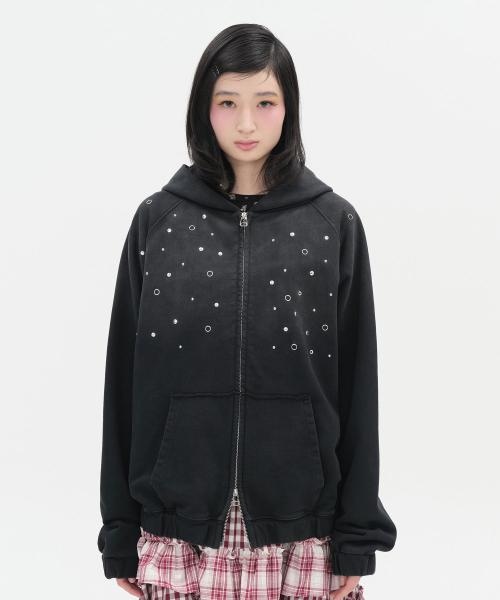 Hotfix Washed Raglan Zip Hoodie [Black]