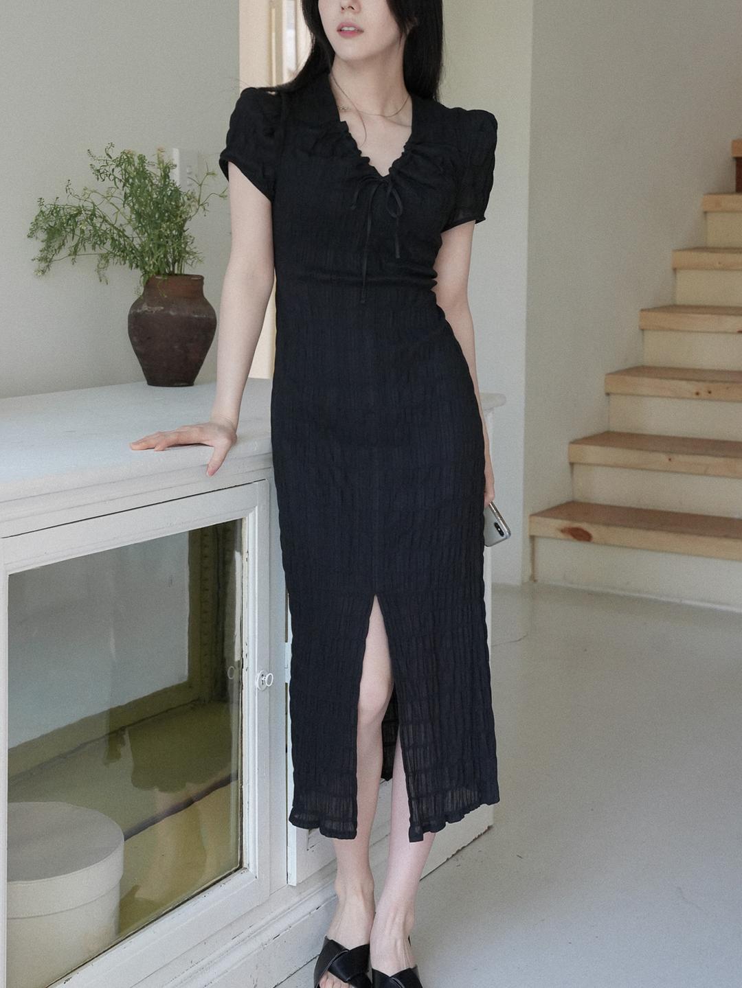 [Nouarté] 플로린트 링클 텍스쳐 원피스 (2 colors)