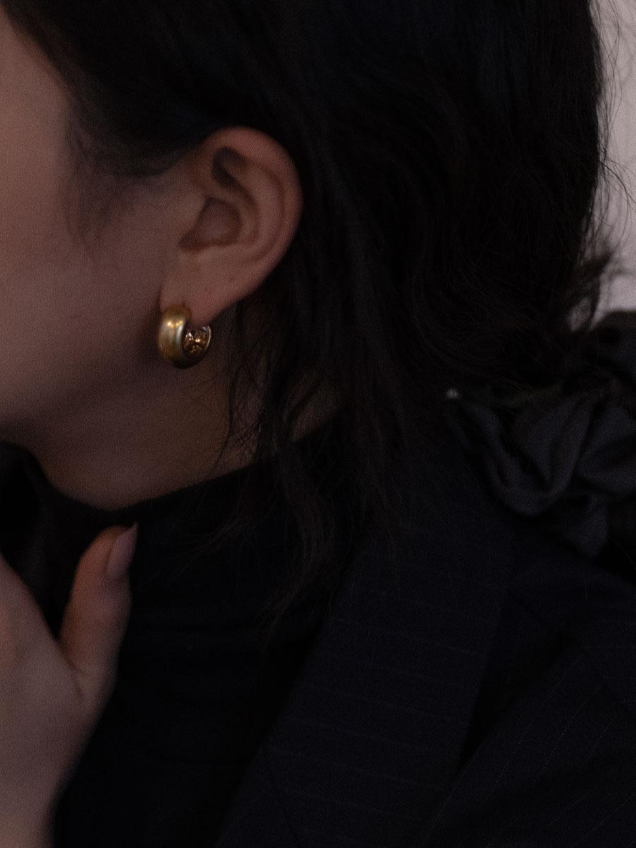 무광 볼륨 볼드링 귀걸이