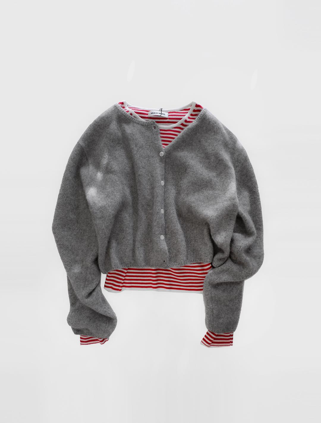 Fox wool petite cardigan In Grey (3c)
