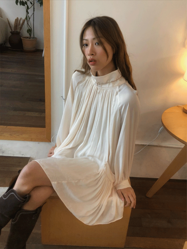 (ivory 당일발송♥) flow shirring one-piece