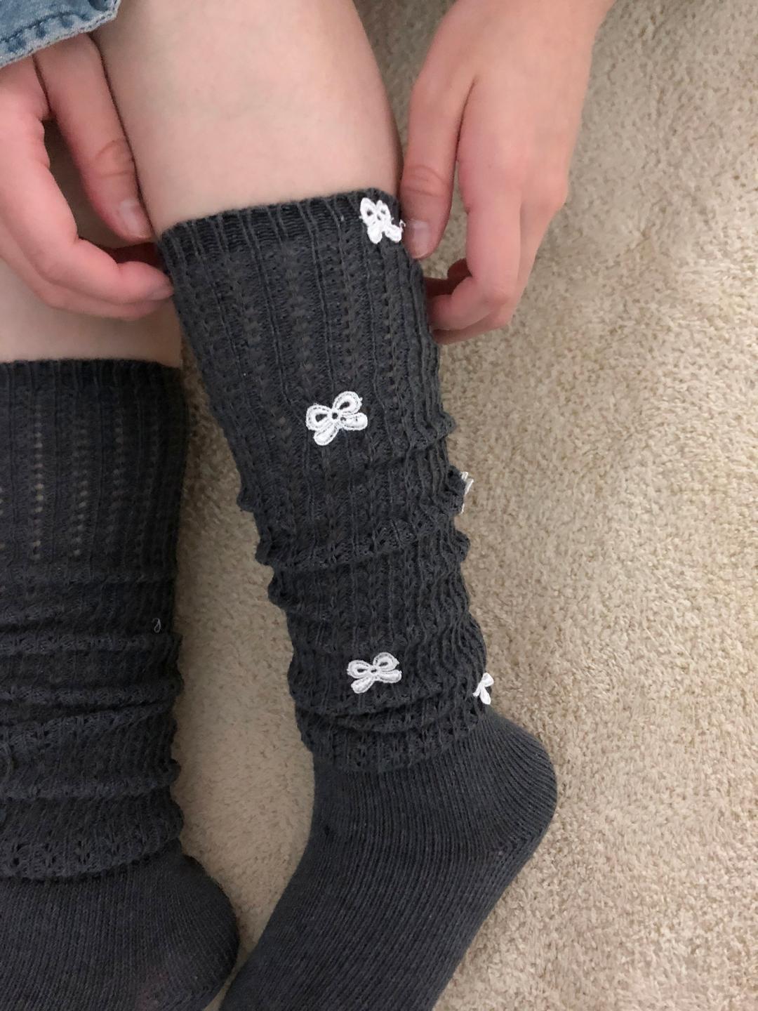 유우 리본 니트 니삭스 (3 color)