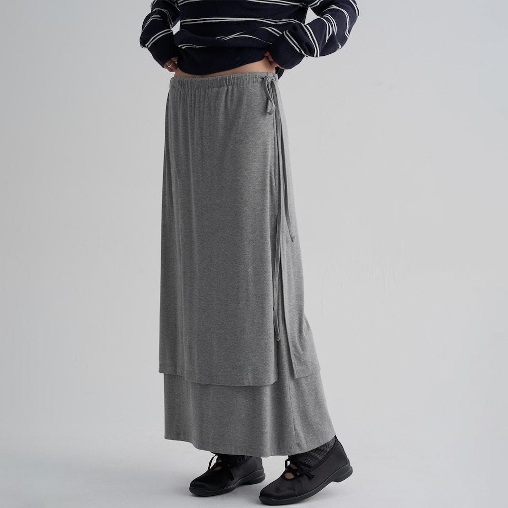 에잇세컨즈 레이어드 랩형 저지 스커트  그레이 (356227WMW3)