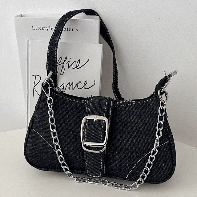 힙블 벨트 체인 버클 호보 숄더백