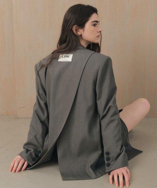 시티브리즈 우먼(CITYBREEZE WOMAN)  루즈핏 사선 절개 싱글 자켓_GREY - 사이즈 & 후기 | 무신사