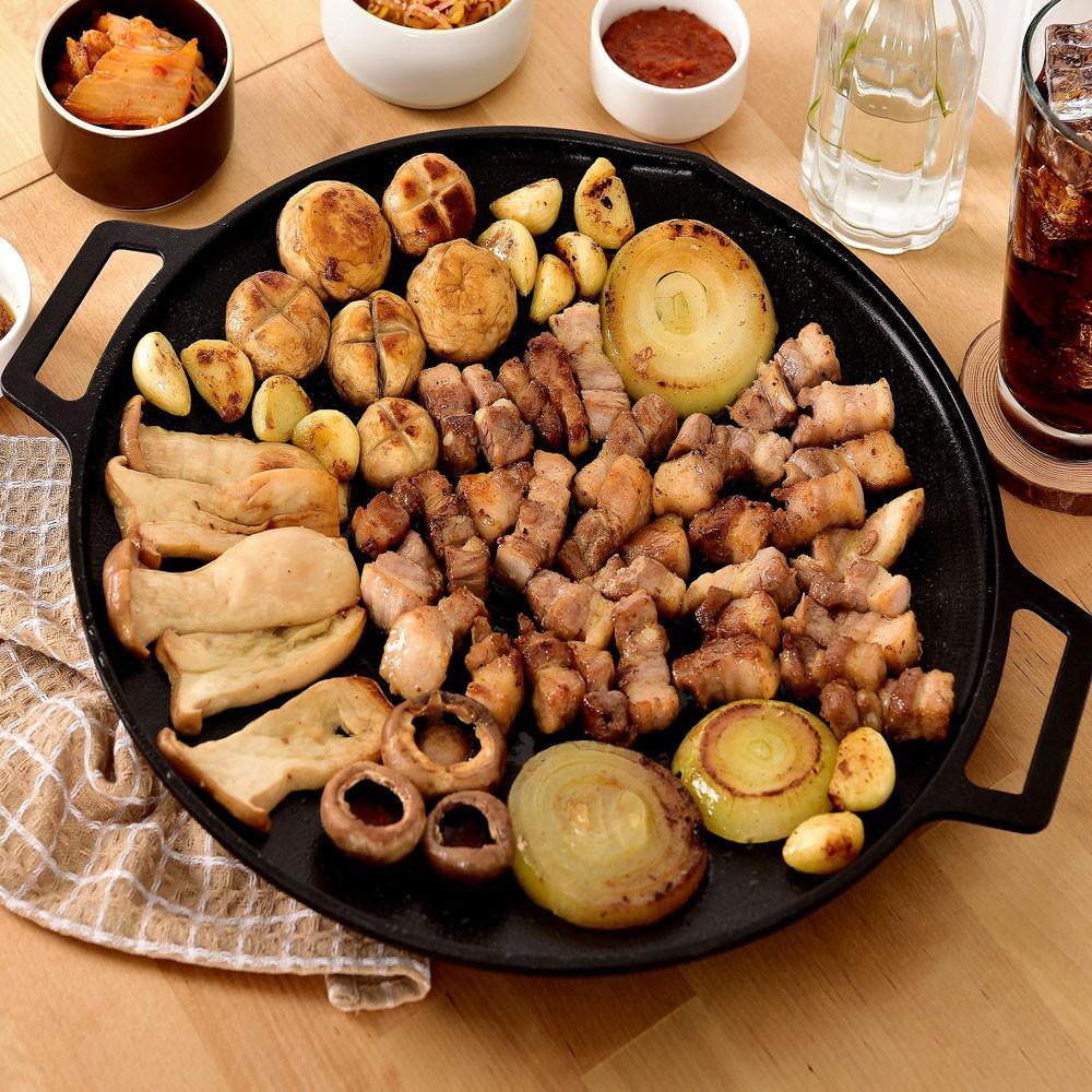 시샘 기름안튀는 캠핑 바베큐 인덕션 삼겹살 솥뚜껑 고기 불판 통주물 IH 그리들팬 30