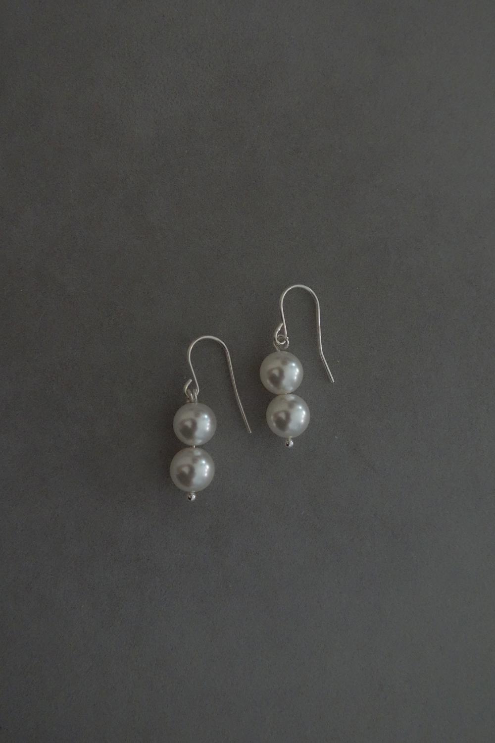 [Label Line]﻿ 24WT Double Pearl Earrings