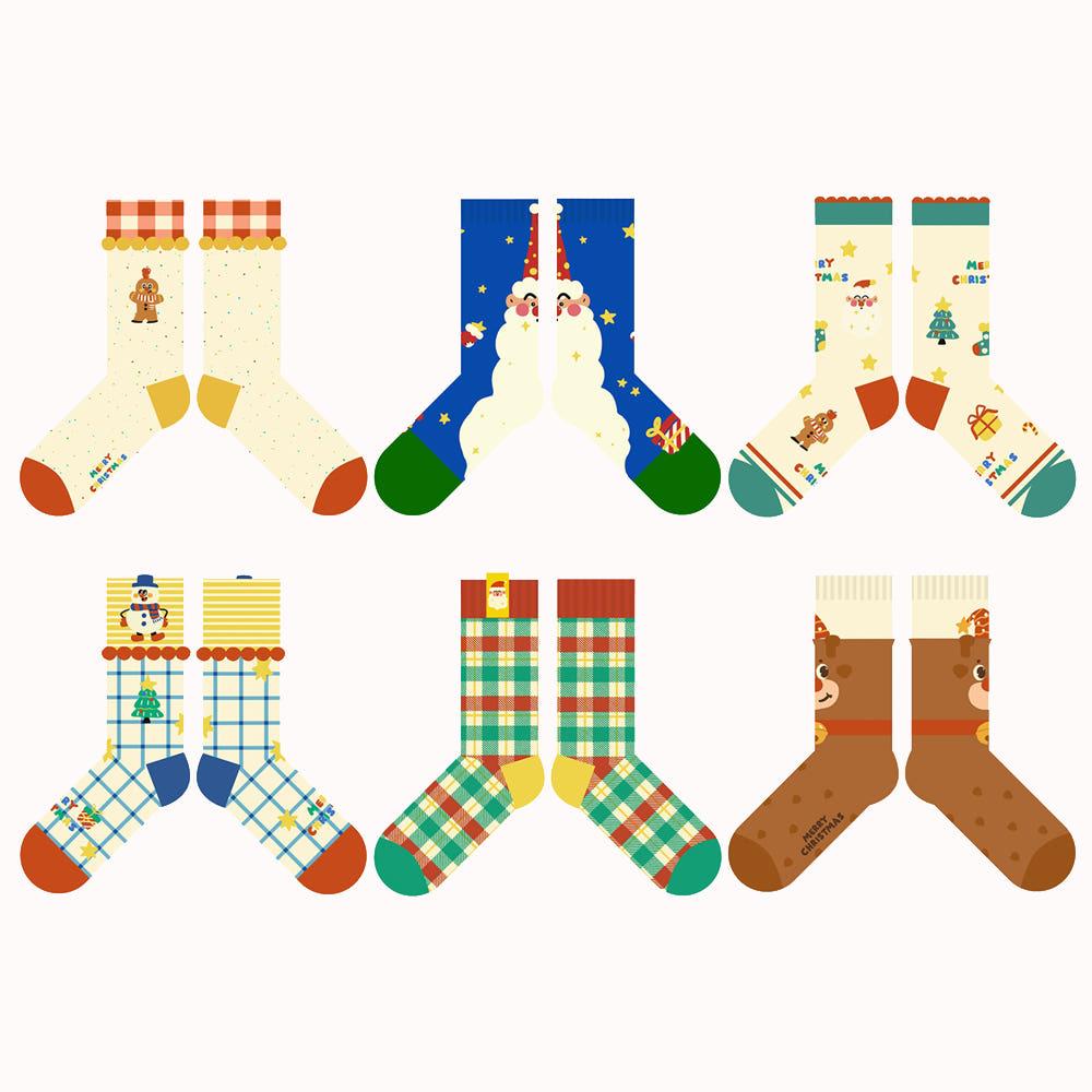 2024 크리스마스양말 귀여운 산타 루돌프 프린트삭스 겨울양말