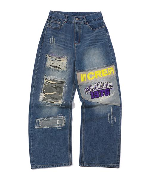 Creepy Patch Denim Pants(BLUE)