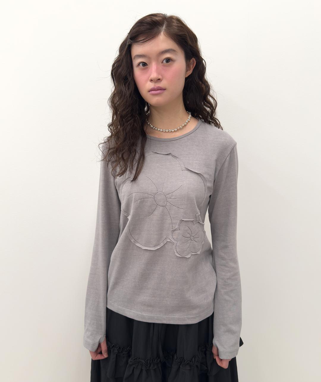 [2차] Flower Appliqué Top [Gray]