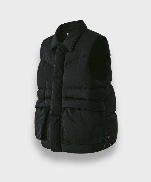 Duck Down Collar Padded Vest - Black