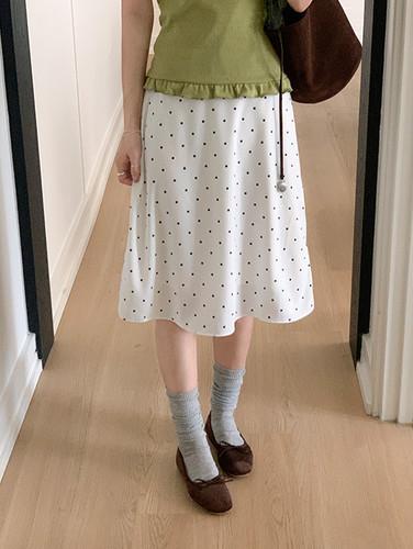 유리에 하쿠 도트 skirt - 2color (도트스커트/밴딩/미디스커트/셔링/러블리/땡땡이/러블리)