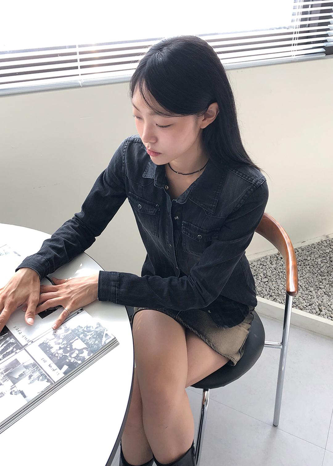 snap vintage denim shirt