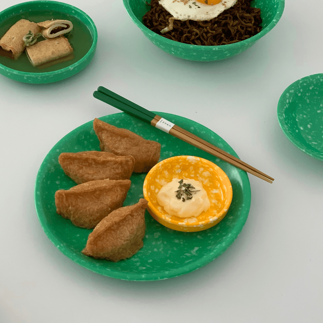 멜라민 레트로 떡볶이 분식그릇 (원형접시)