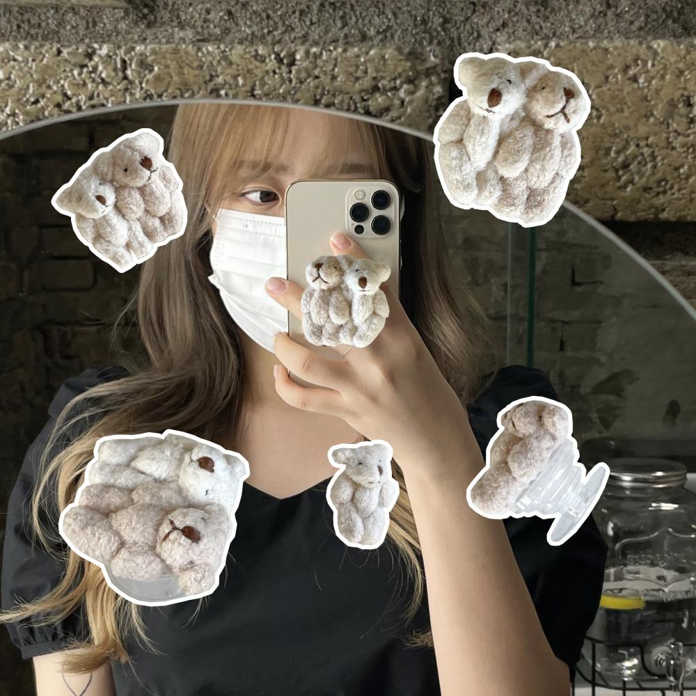 (리뉴얼) 두마리곰돌이 쌍둥이곰돌이 투명 그립톡 거치대 몬스타엑스 셔누 그립톡