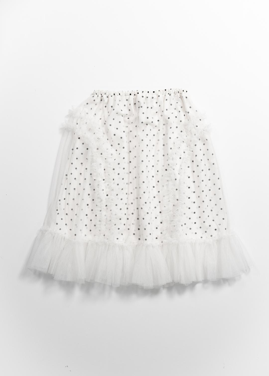 BANDING RUFFLE SHA DOT SKIRT - WHITE