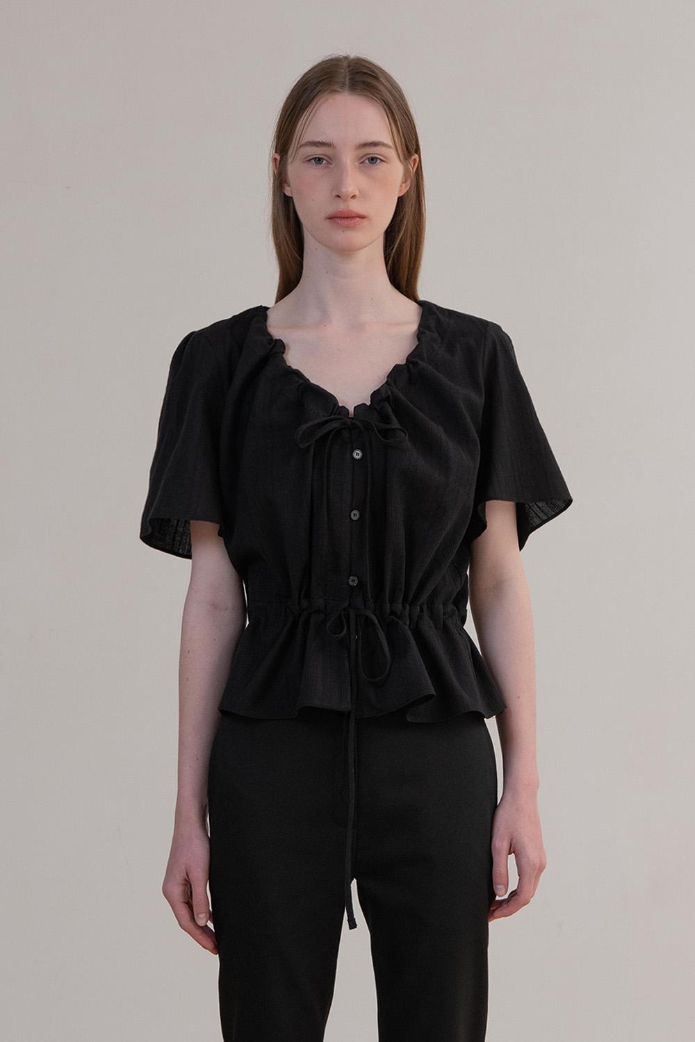 [5차] Lume Shirring Blouse_Black