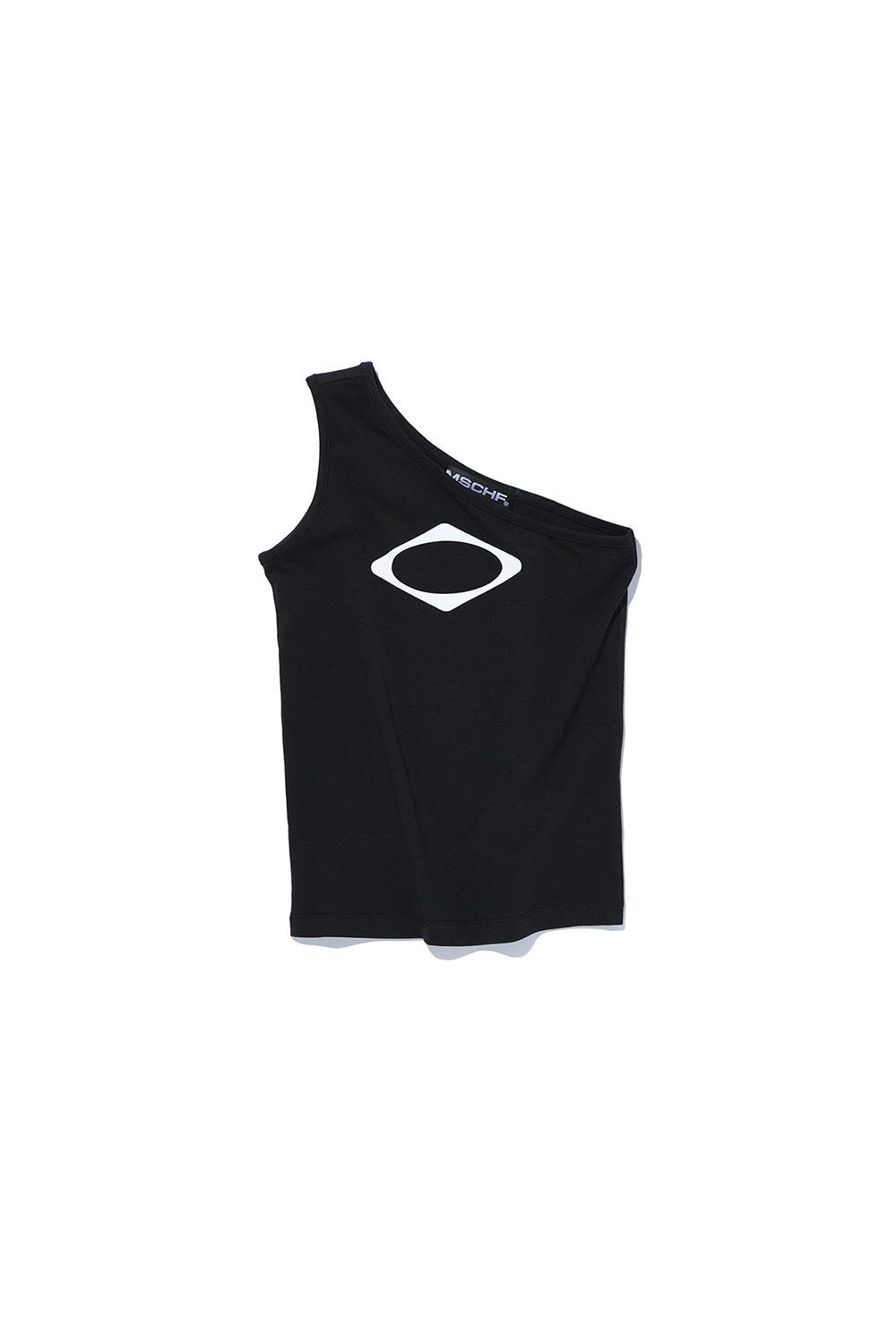RHOMBUS ONE SHOULDER TOP_BLACK