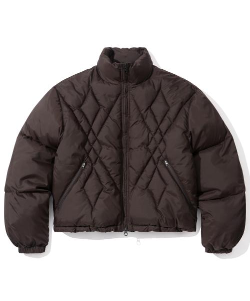 W. 아가일 체크 퀼팅 크롭 패딩 점퍼 [BROWN]_SEWJP001BROWN