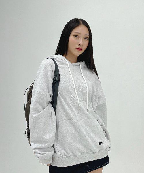 로고 후드 [white grey]