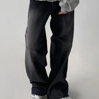 [Unisex] 프론트 베이직 워싱 와이드 데님 (2 colors)