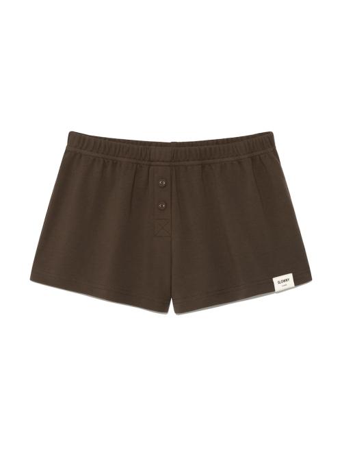 BUTTON FLY MINI SHORTS (CHOCO)