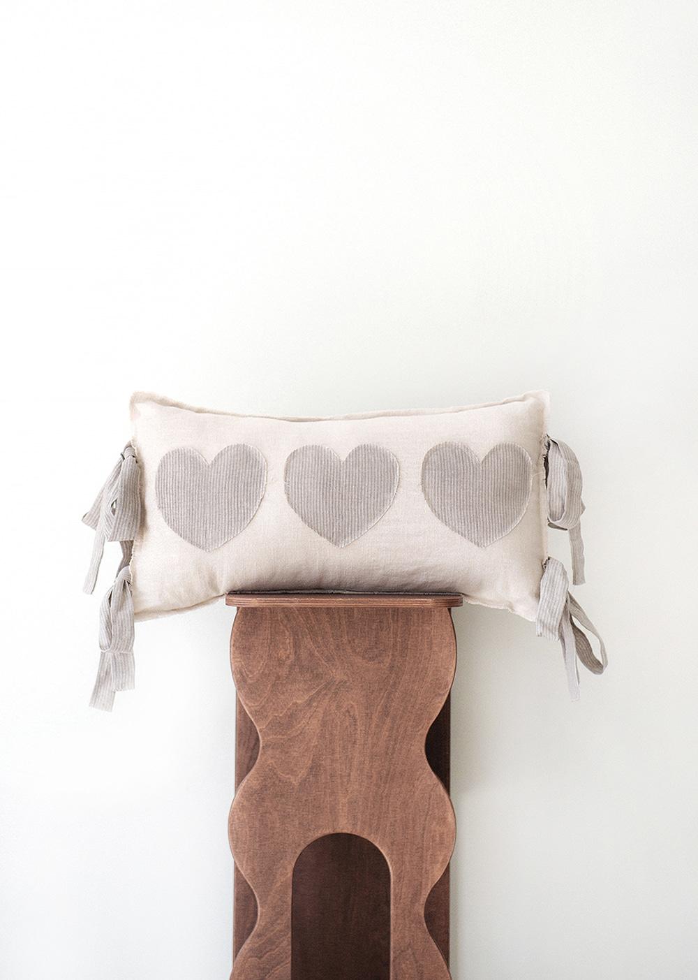 Heart cushion cover - sky blue