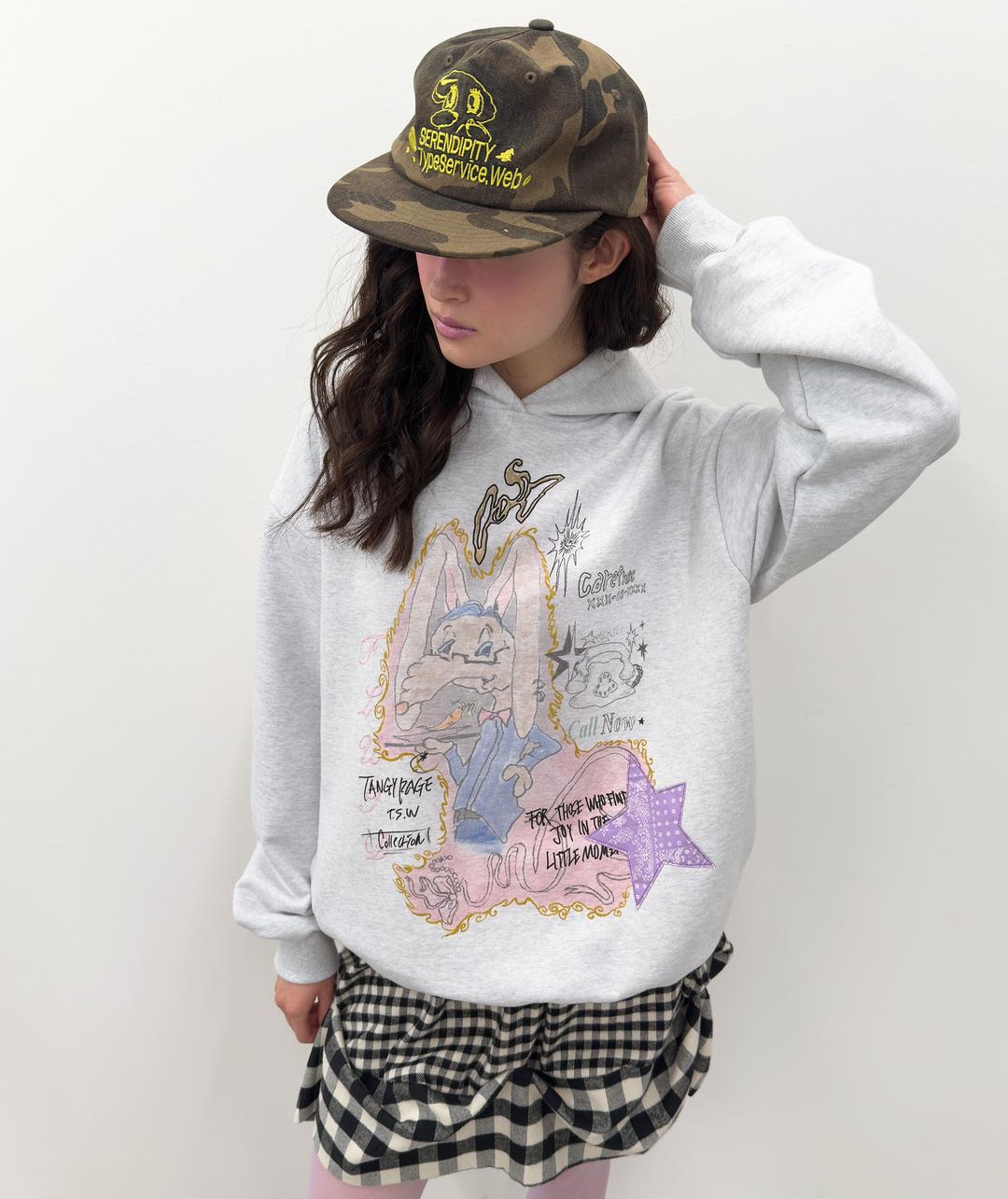 Star Patched Rabbit Hoodie [Gray]