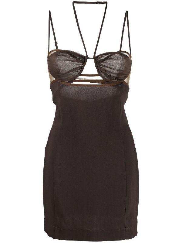 스트래피 백리스 미니 원피스