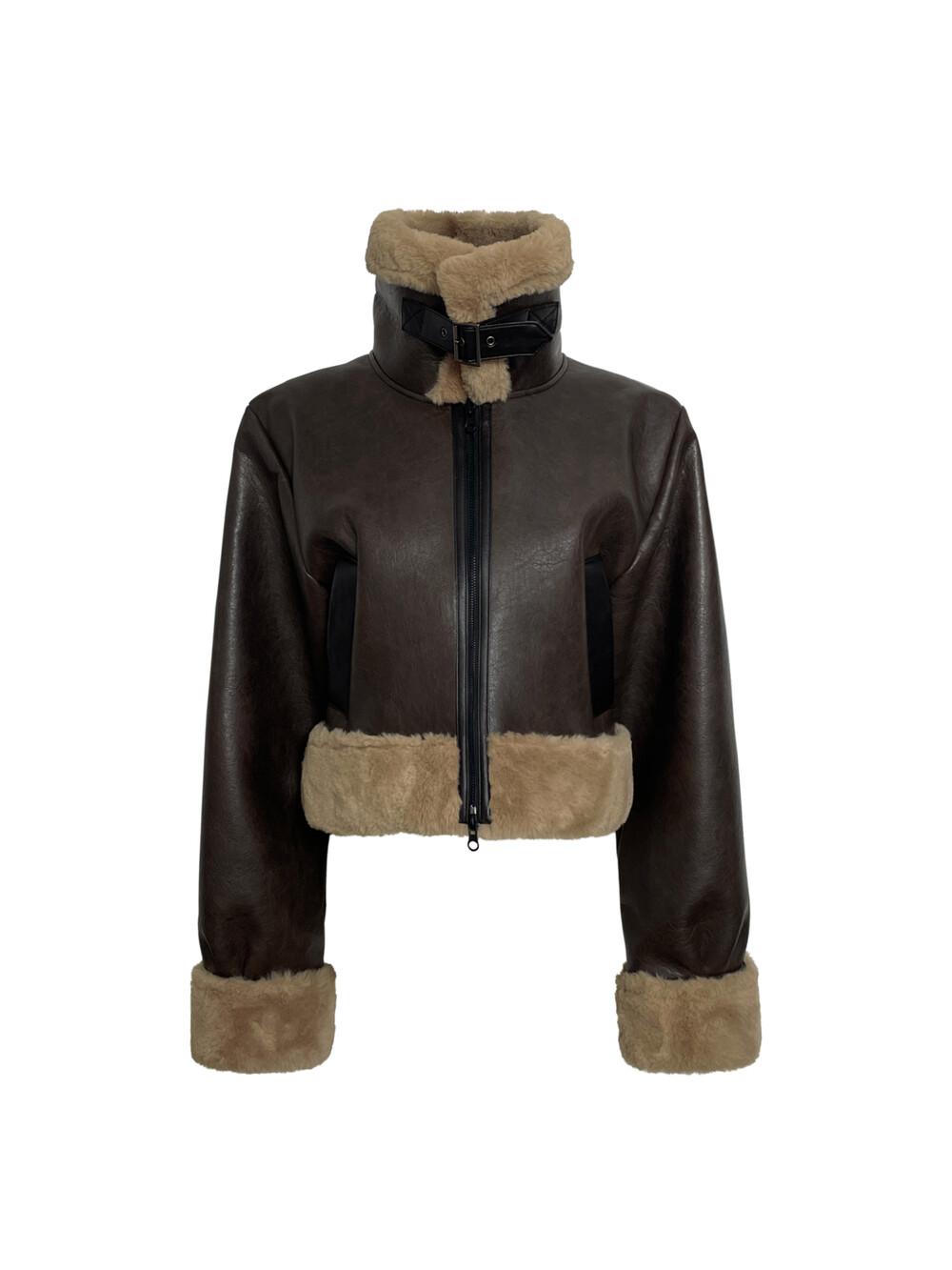 high neck short mustang in brown