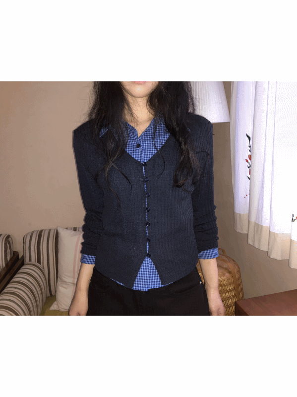deep V ribbed cardigan (3color) / 딥 브이 리브드 가디건