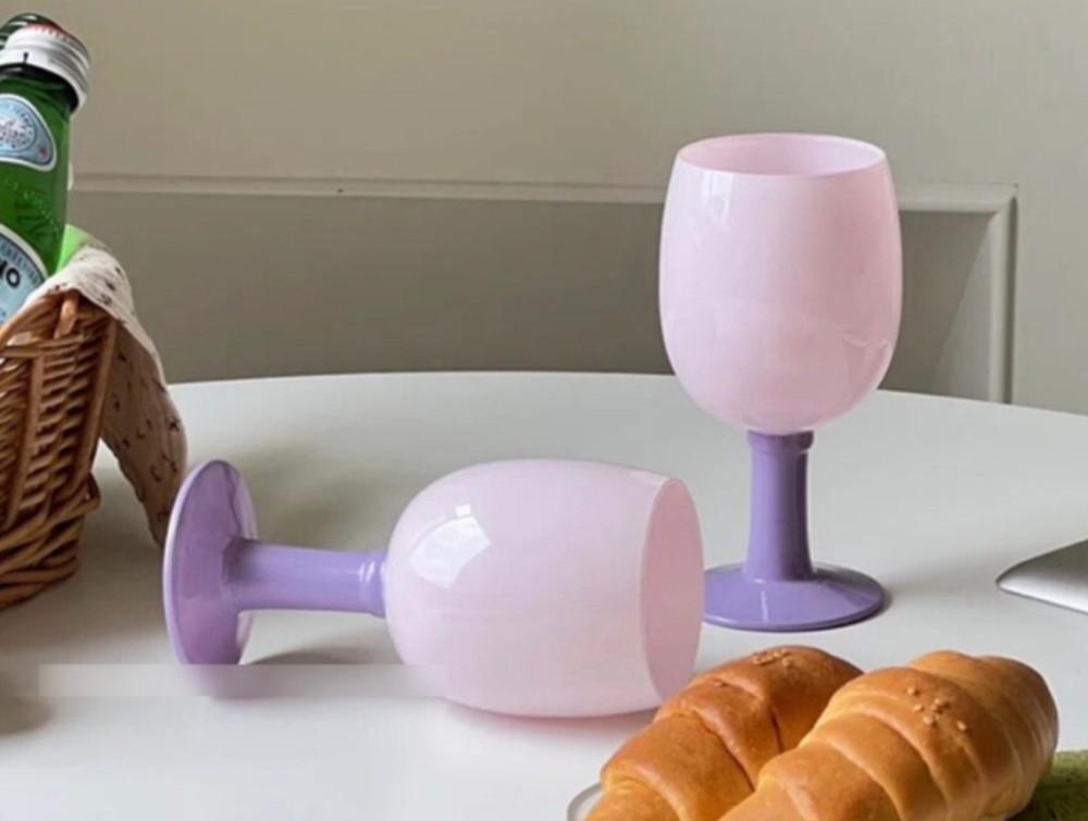 핑크 퍼플 와인잔 고블렛잔 홈파티 샴페인잔 예쁜 귀여운 집들이선물 1인가구 혼술 오로라