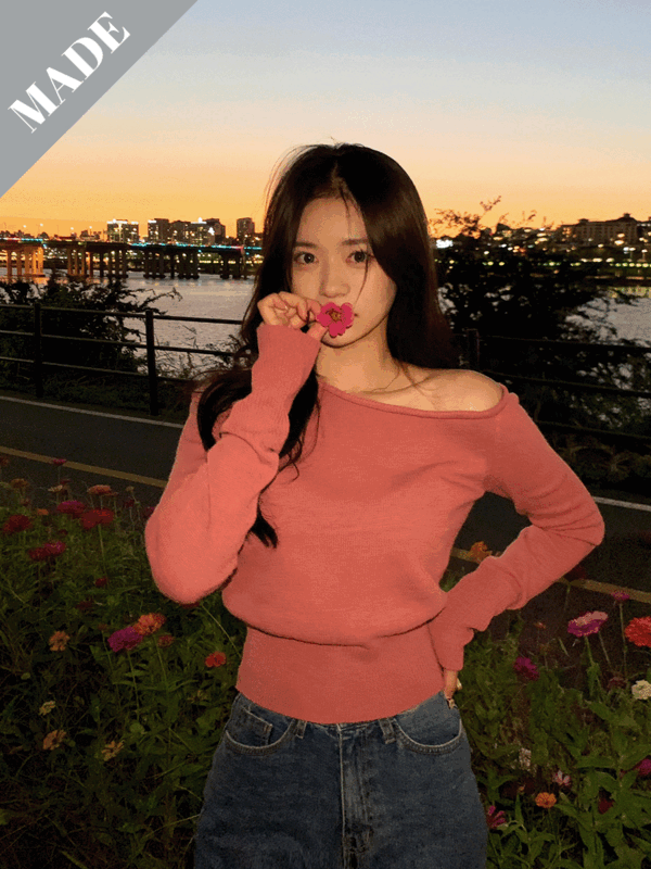 [자체제작, Renewal] 로제 언발 오프니트 (4color)