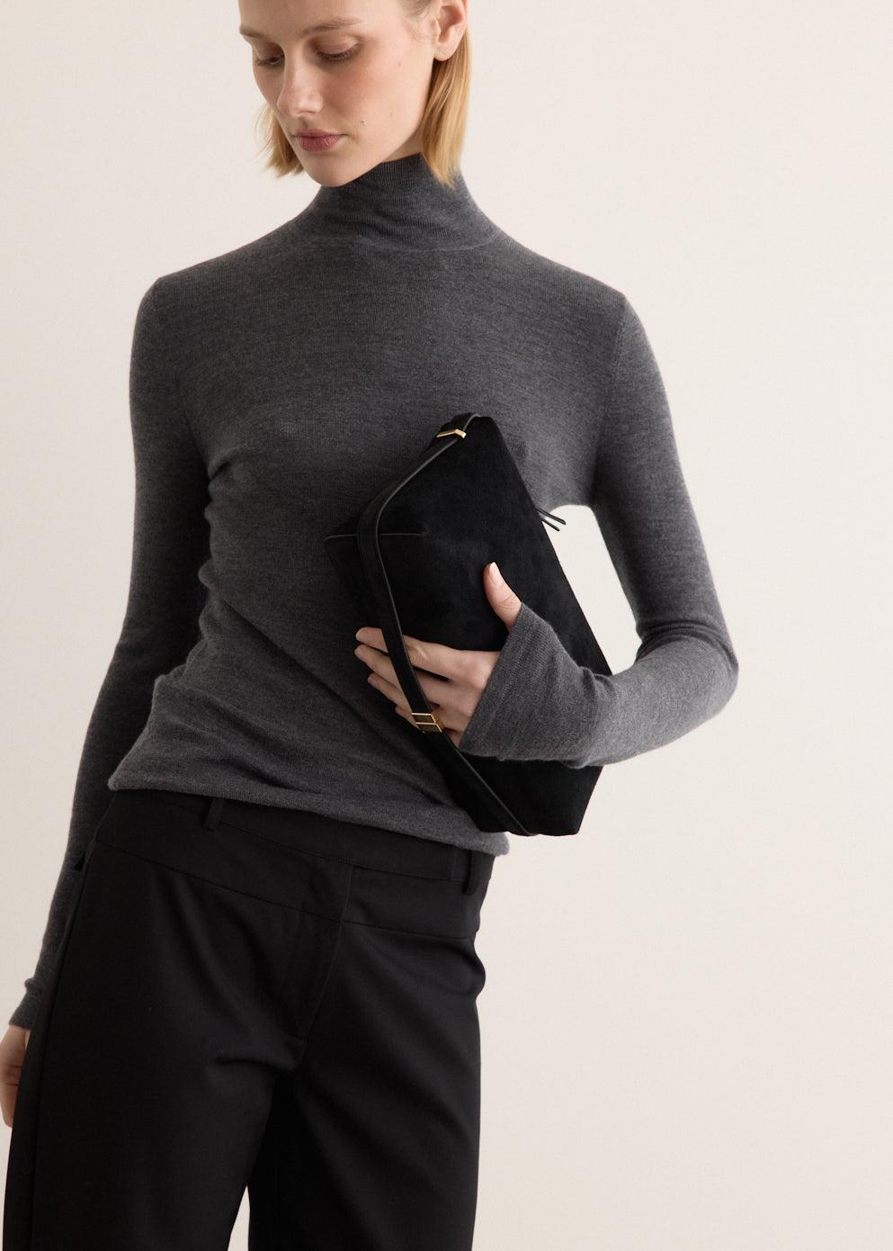 Suede Scoop Clutch - BLACK 001 / OS