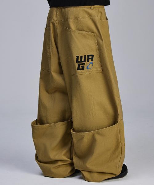 백 캥거루 절개 치노 팬츠[베이지]