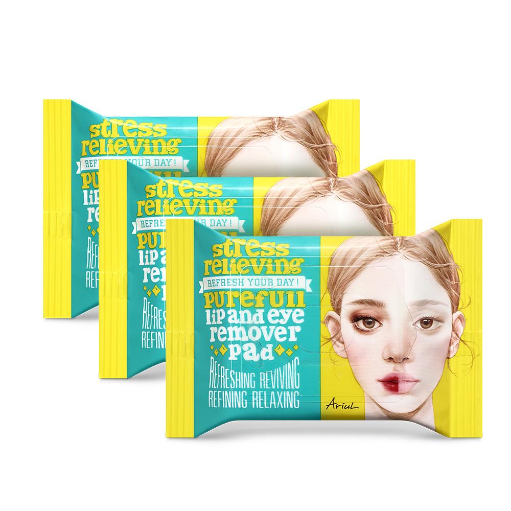 아리얼 여행용 노워시 대용량 스트레스 릴리빙 퓨어풀 립앤아이 리무버 패드 30매 X 3개