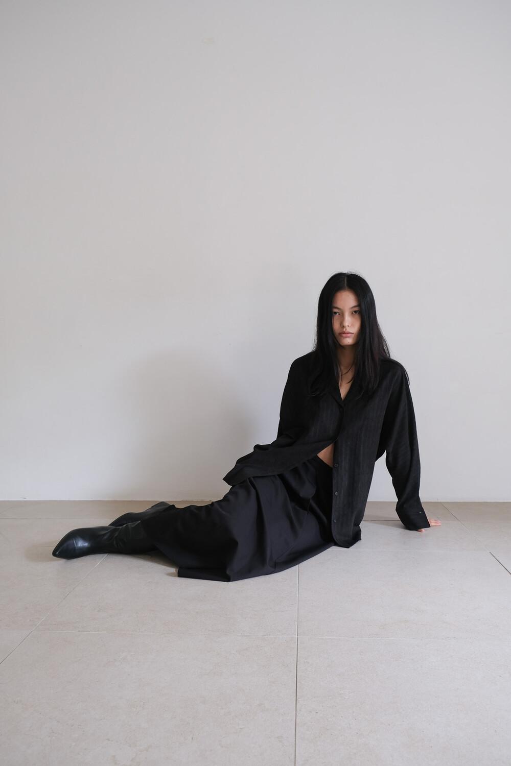 [4TH] Vintage Stripe Shirt / Black