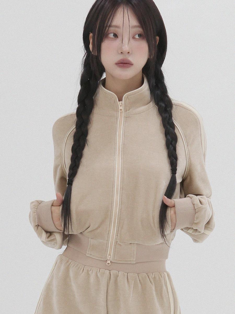 Velour line jersey jacket (beige)