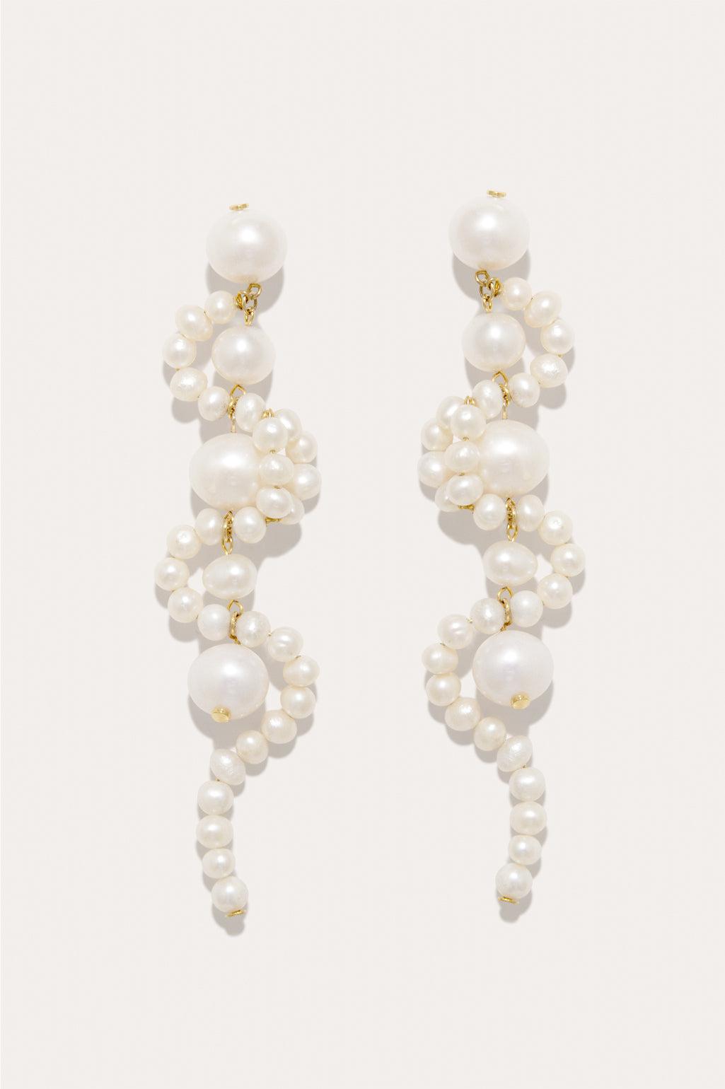 The Mist - Pearl and Recycled Gold Vermeil Earrings