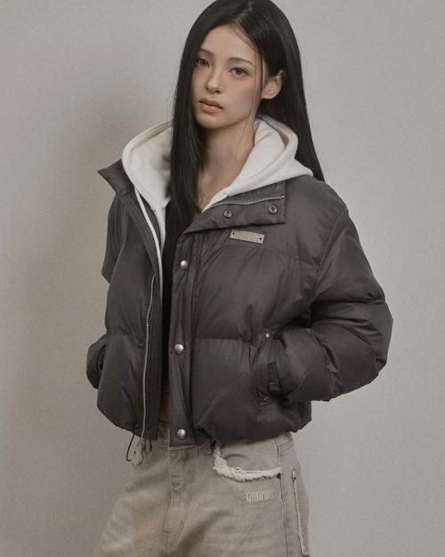 Stud Padded Jacket (charcoal)