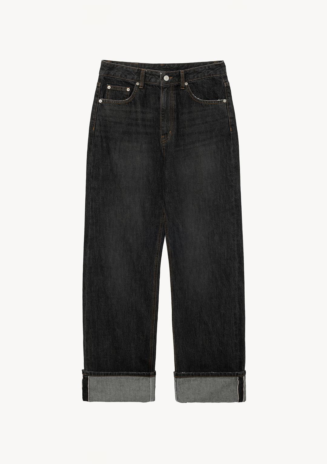 Straight Selvedge Denim in Charcoal