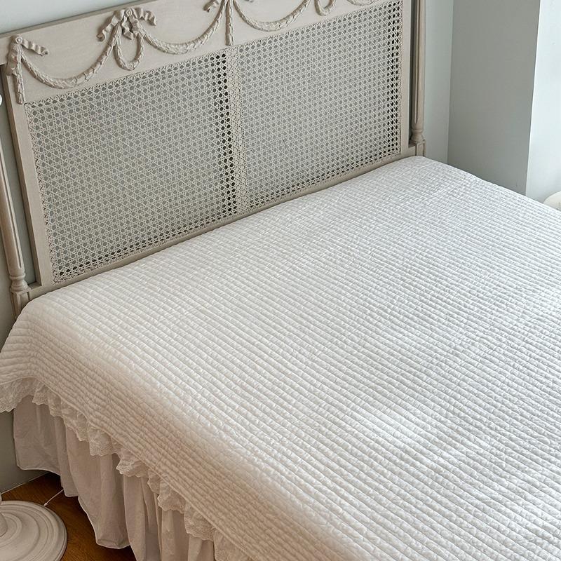 러플 침대패드 카라모달줄누비 (화이트)