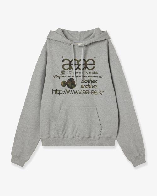 WEB LOGO LOOSED HOODIE [MELANGE GREY/CAMO]