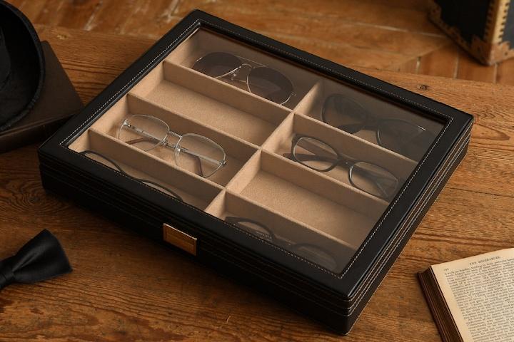 럭셔리 가죽 안경 컬렉션 케이스 8PC 보관함
