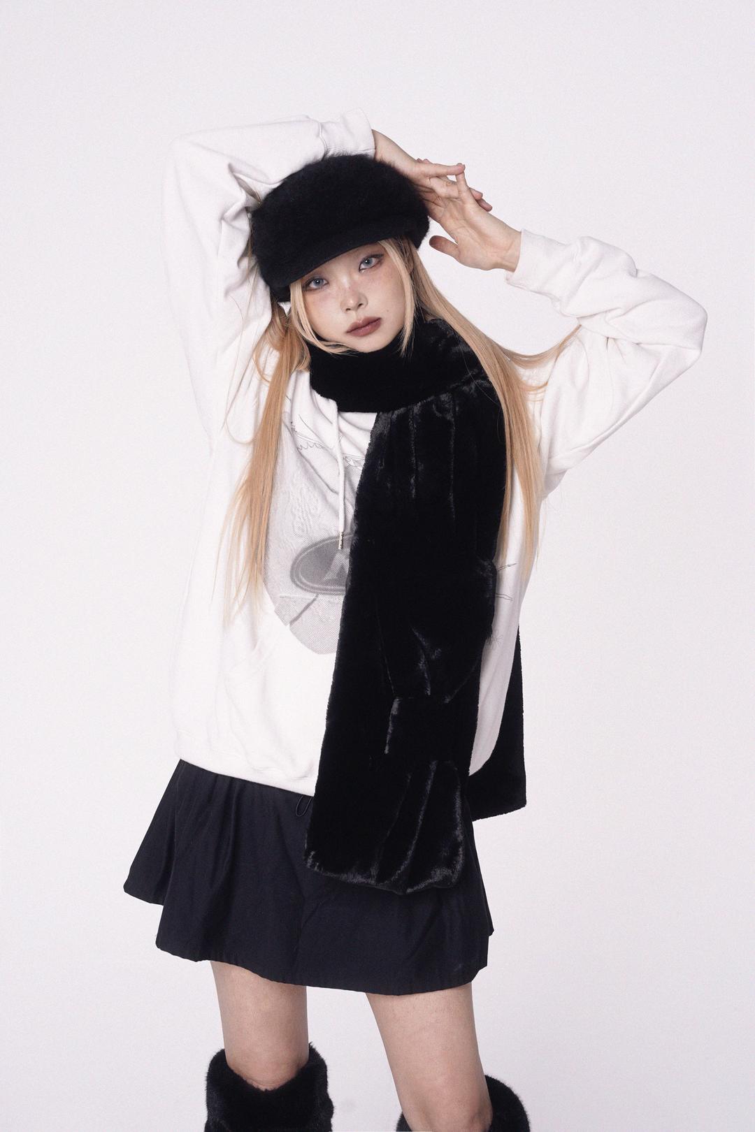 Ribbon Muffler_Fur black