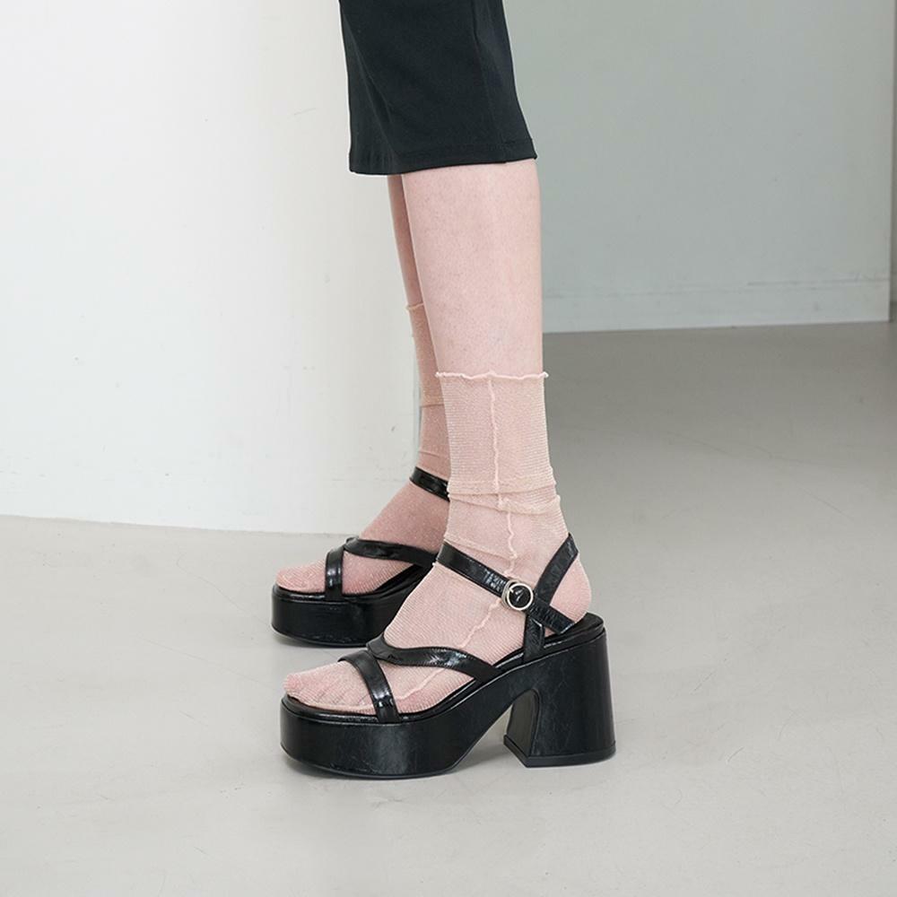 Kai Flatform Sandals Leather Black