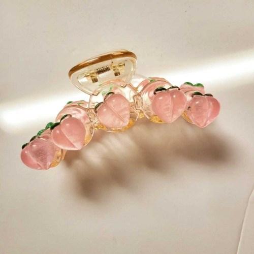 [봄밤달] 복숭아 사탕 집게핀 (10cm x 4cm)